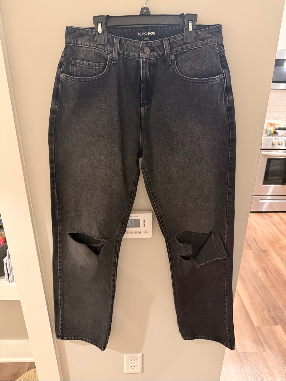 Fashion Nova Washed Black Distressed Boyfriend Jeans